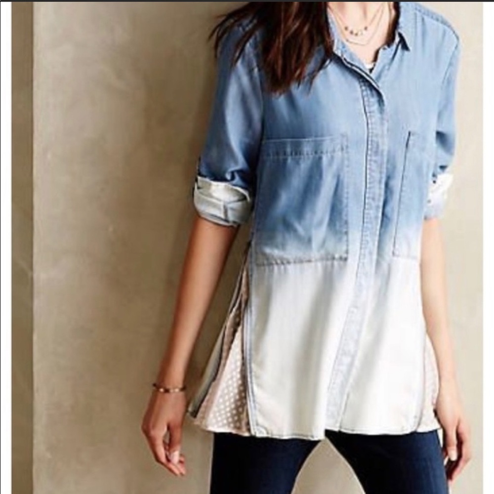 Anthropologie ⋒ Ombre Chambray Button Down ⋒